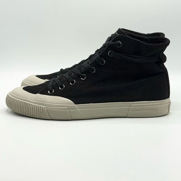 All Saints Dumont Black Canvas High Top Sneakers - Men’s US 12 / EU 45 - Picture 1 of 12